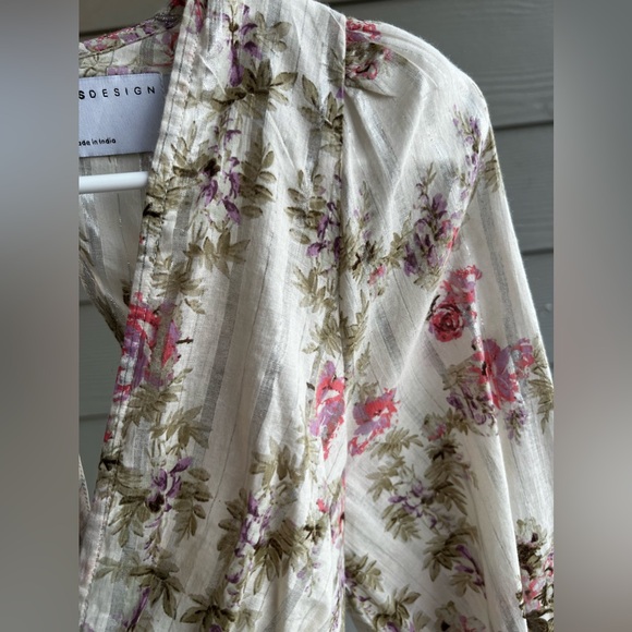 ASOS DESIGN button through skater mini dress in stripe floral print - Picture 7 of 12